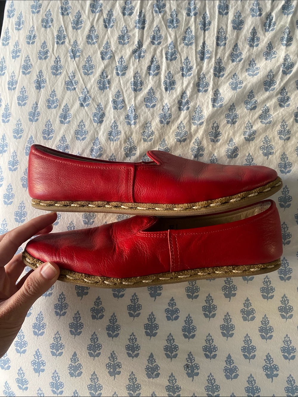 Sabah Felli Red Leather Slip-On Loafers W 41 9.5 - Picture 4 of 6